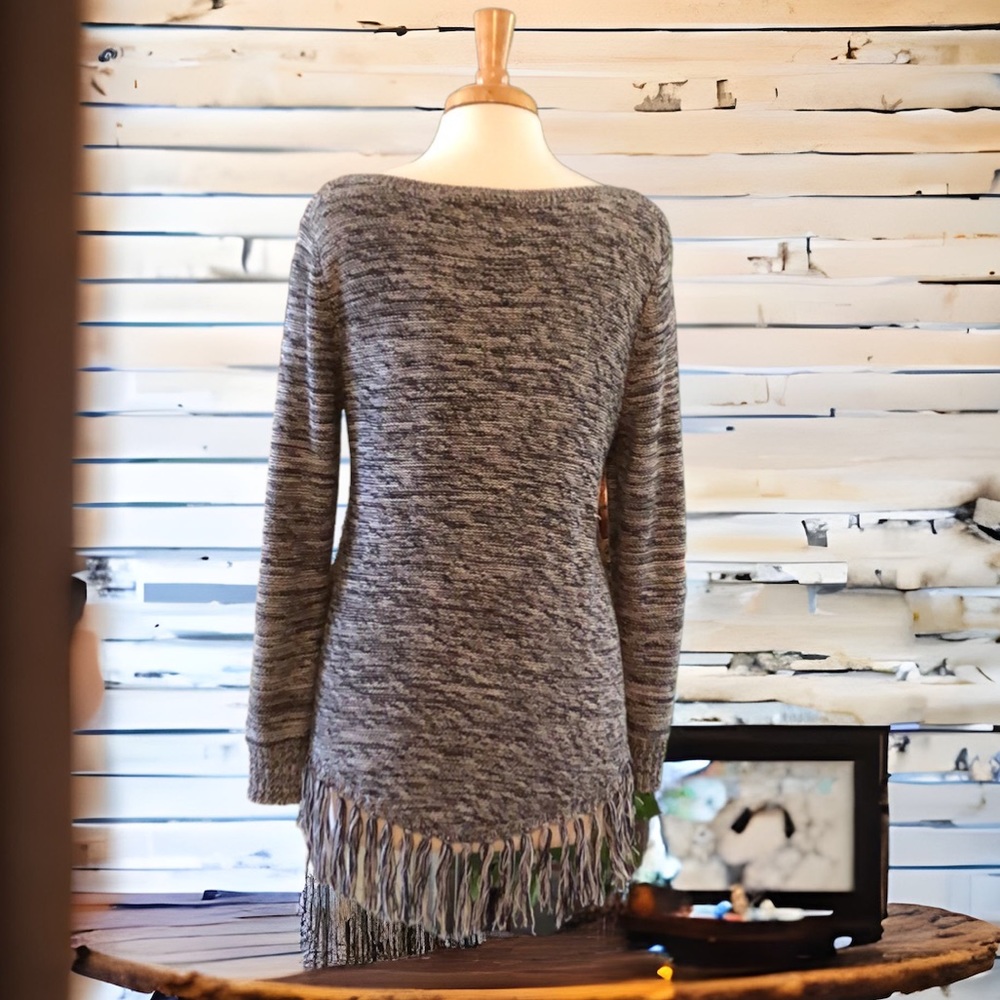 Ruby Rd. Silver & Grey Cotton Acrylic Sweater - Picture 3 of 4